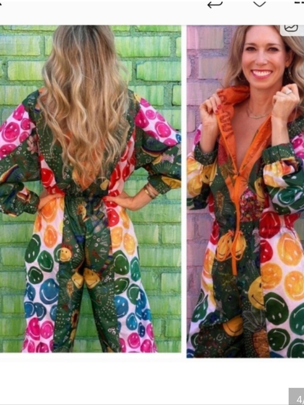 Farm Rio Smiley Windbreaker Jumpsuit - Picture 4 of 5